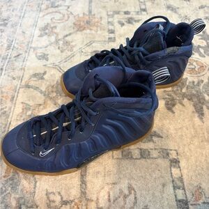 Nike Navy Foamposite Sneakers with Gum Outsole